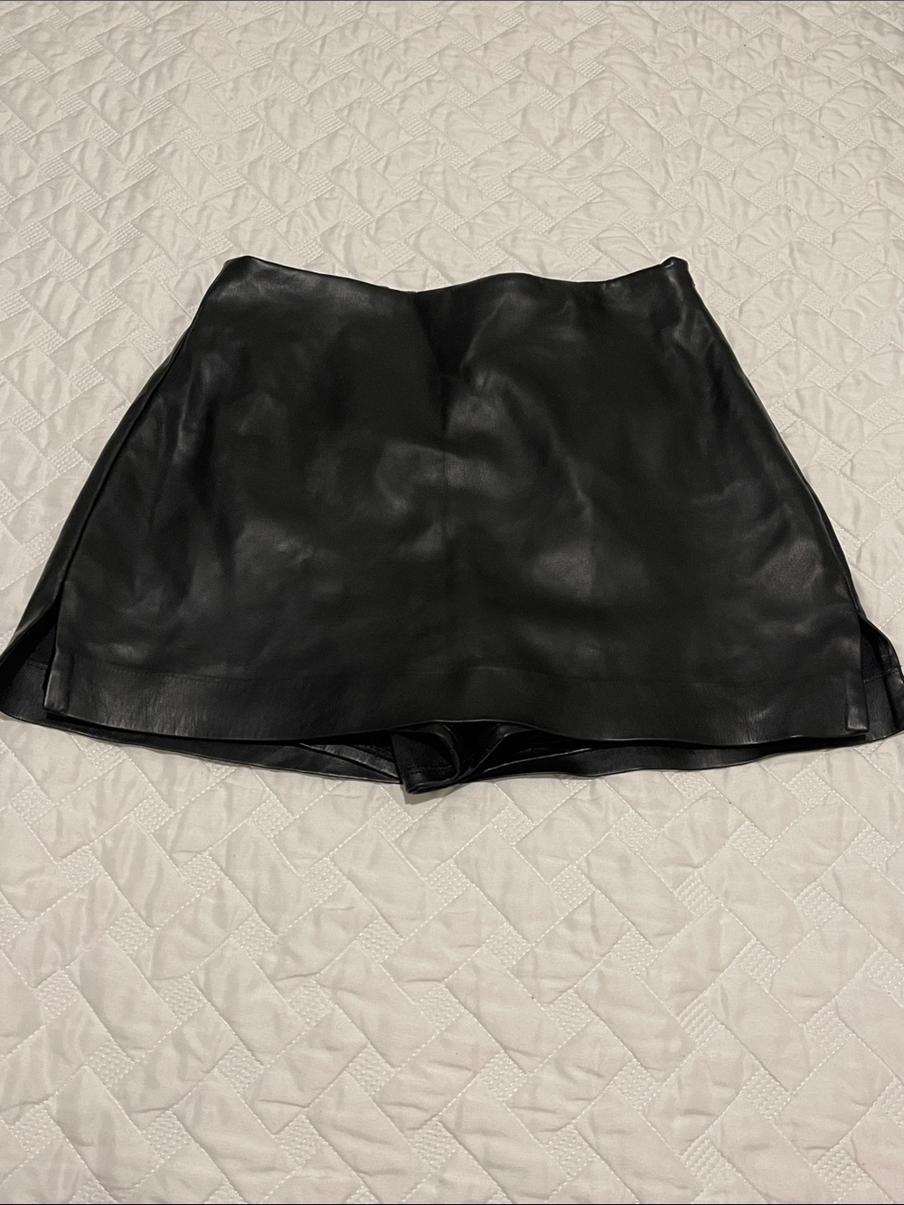 Express Black Faux Leather Skort with Front Skirt Panel